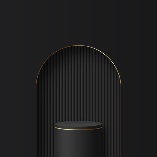 抽象的背景与黑色和金色的讲台进行展示。向量图片下载
