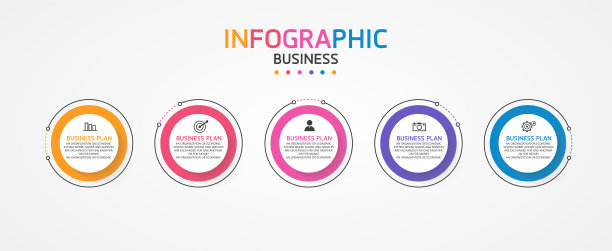 细线业务信息图形流程与模板设计与图标和选项或步骤。矢量图图片下载