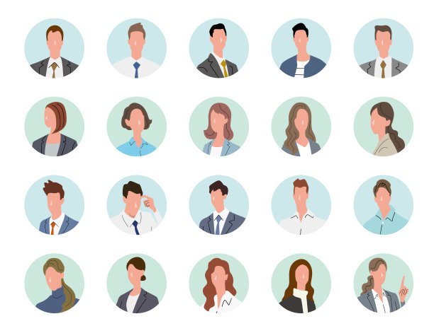 矢量插图材料:人物图标集，业务图片下载