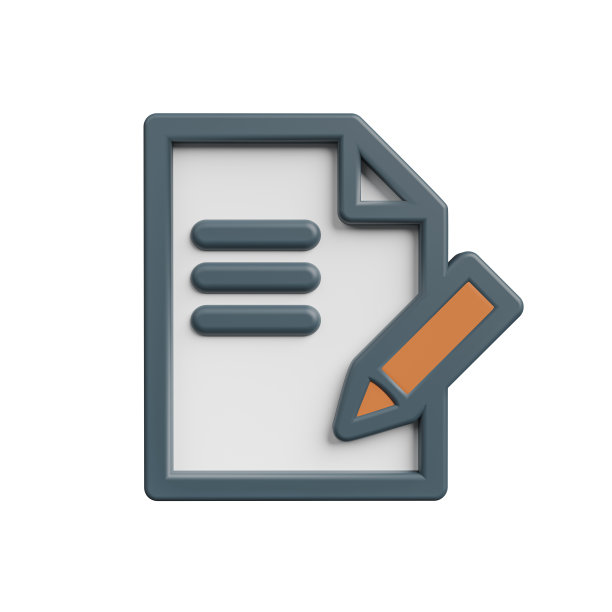 纸或文件与铅笔前视图3d图标渲染插图图片下载