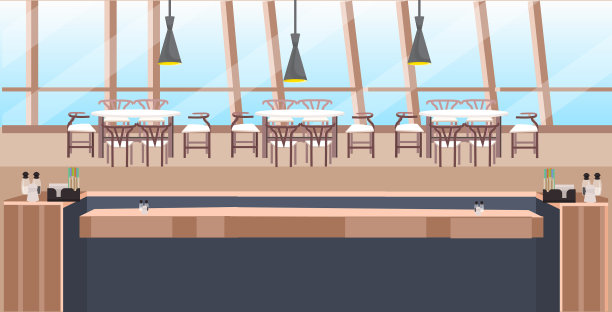 现代咖啡馆空无一人的餐厅柜台图片下载