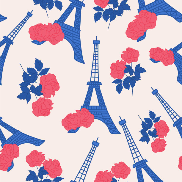 参观埃菲尔铁塔和橙粉玫瑰图片下载