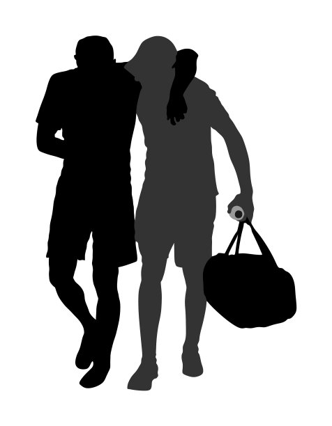 医生支持运动员急救剪影图片下载