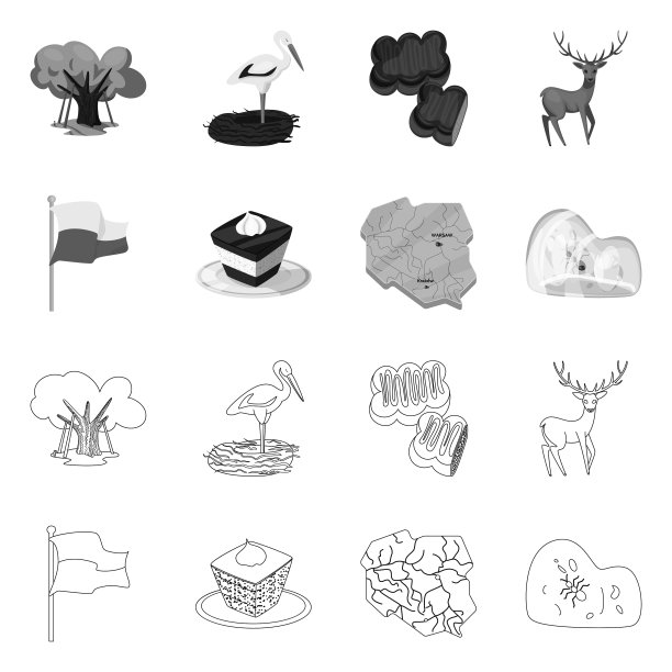 孤立的对象传统和旅游标志集图片下载