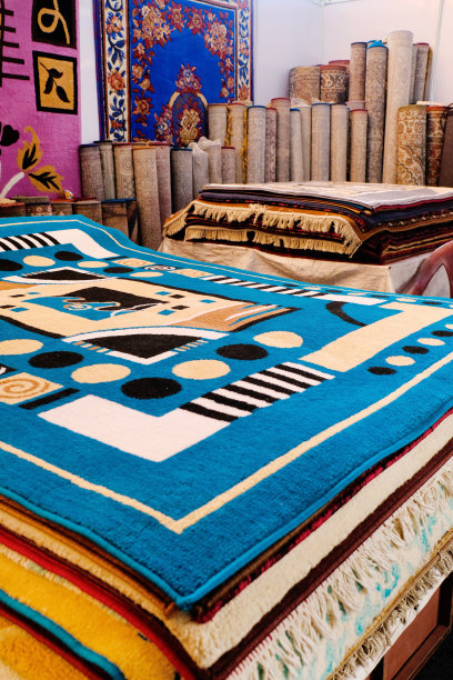 各色优质地毯可在地毯店堆叠，地毯品种可在地毯店选择卷起来。图片下载