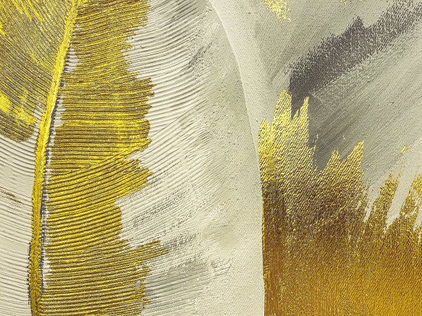质地,现代艺术。图像是应用在画布上的灰色油漆和金叶。自然黄金闪闪发光。细笔触图片下载