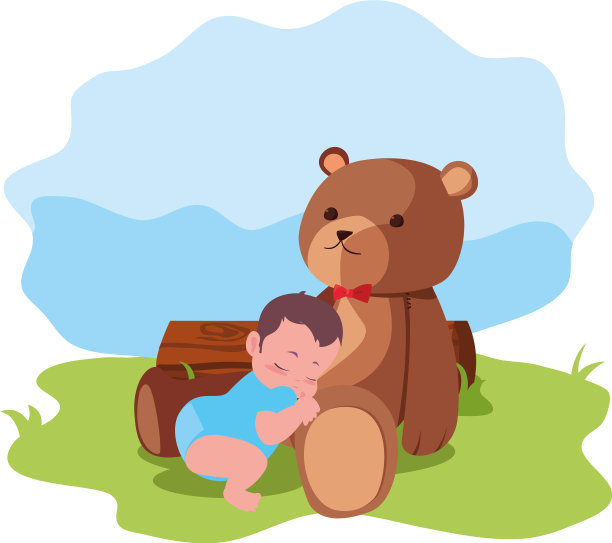 小男孩和玩具可爱的熊图片下载