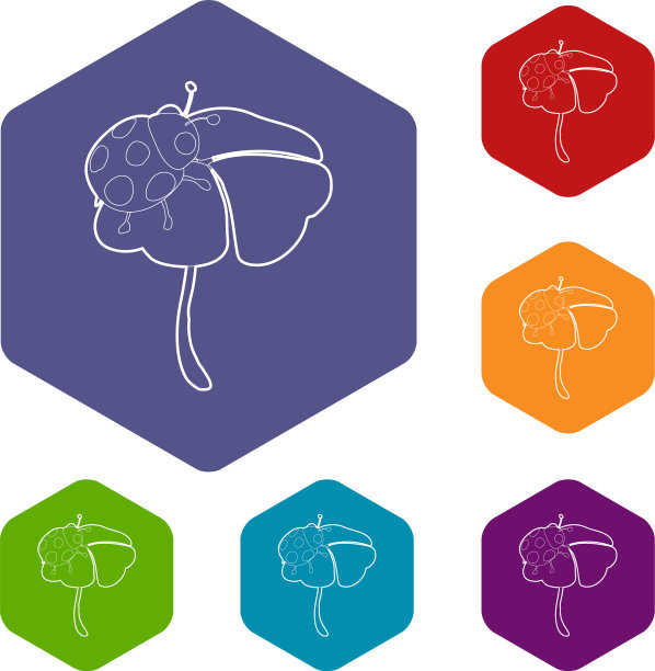 瓢虫坐在花图标等距三维风格图片下载