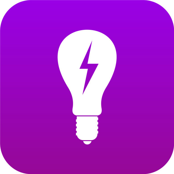 电灯泡与闪电图标内数字图片下载