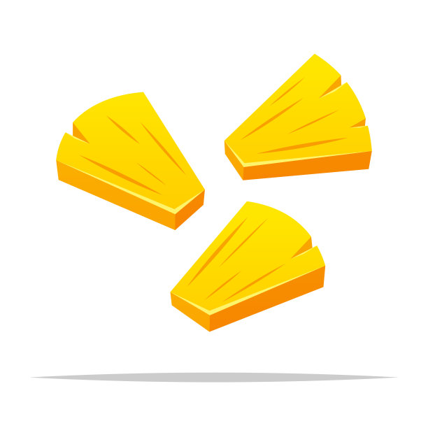 菠萝块矢量孤立插图图片下载