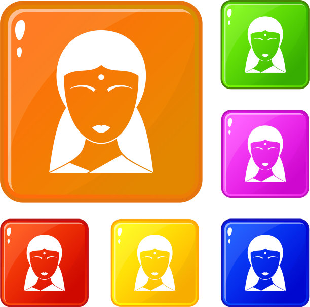 印度女人的图标设定了色彩图片下载