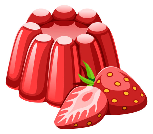 草莓果冻。甜浆果甜点。卡通图标图片下载