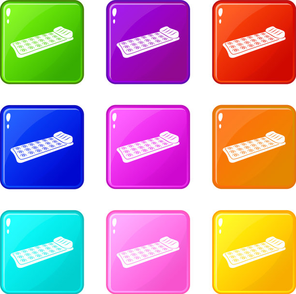 充气床垫游泳图标设置9色图片下载