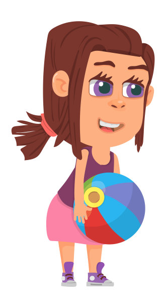 女孩拿着球。微笑可爱的卡通小孩在玩图片下载