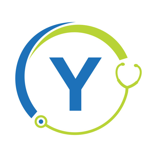 医疗保健符号医生和医疗标志上的字母Y模板。医生标志与听诊器标志图片下载