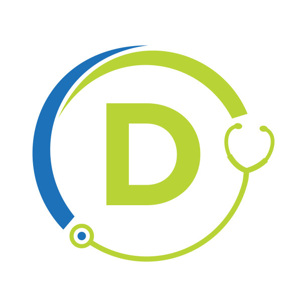 医疗保健符号医生和医疗标志上的字母D模板。医生标志与听诊器标志图片下载