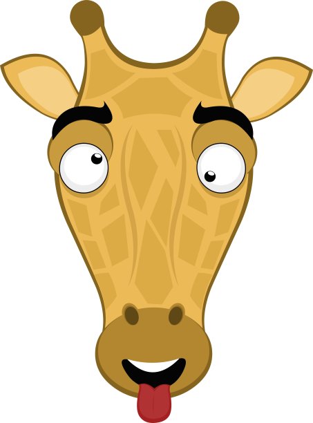 矢量插图面对长颈鹿卡通表情疯狂图片下载