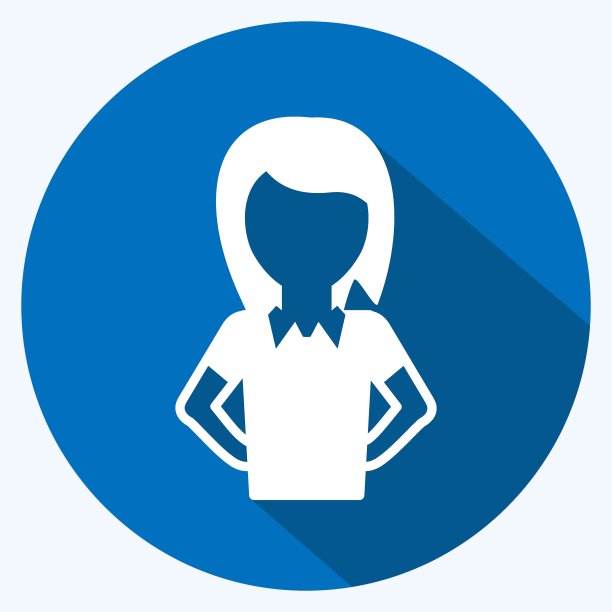 聚会女士长阴影图标，简约设计矢量模板图片下载