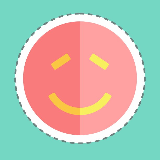 害羞表情符号线条贴纸图片下载