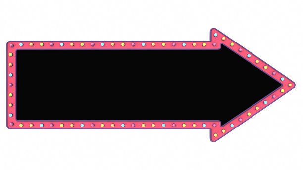 箭粉灯光板标志复古白色背景。三维渲染图片下载