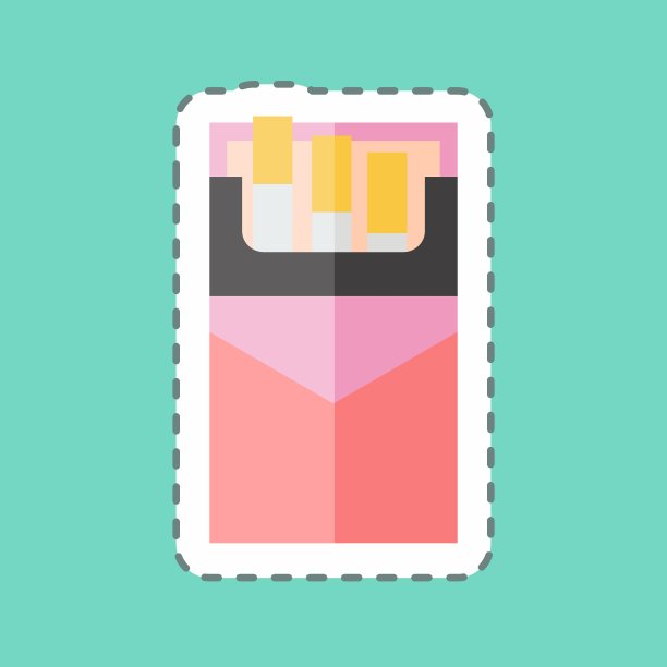 贴纸线切断香烟包装。适合男性佩戴的饰品符号。简单的设计可编辑。设计模板向量。简单的符号说明图片下载