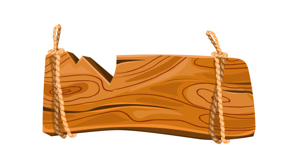 木头斑块。卡通西框用绳结，矢量隔离图片下载