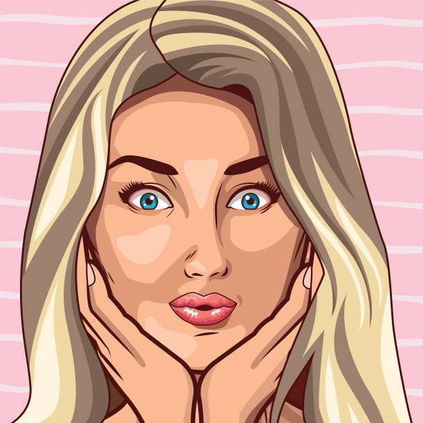 波普艺术美女脸卡通图片下载