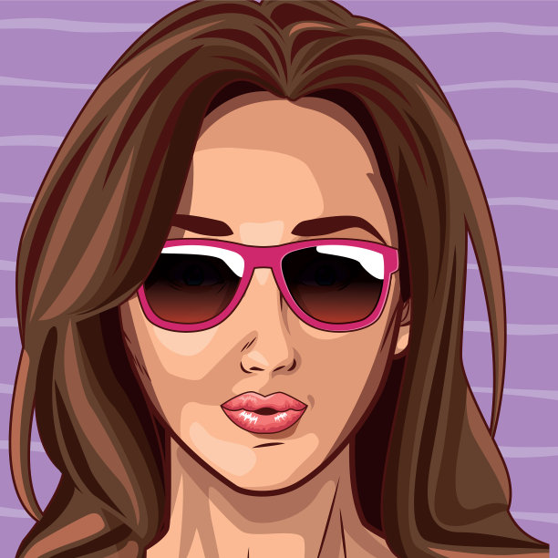 波普艺术美女脸卡通图片下载