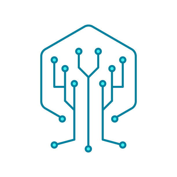 数字树线图标。蓝色电路树。数据科学概念。图片下载