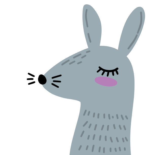 可爱的兔子。灰兔的头。有趣的兔子性格与大耳朵。图片下载