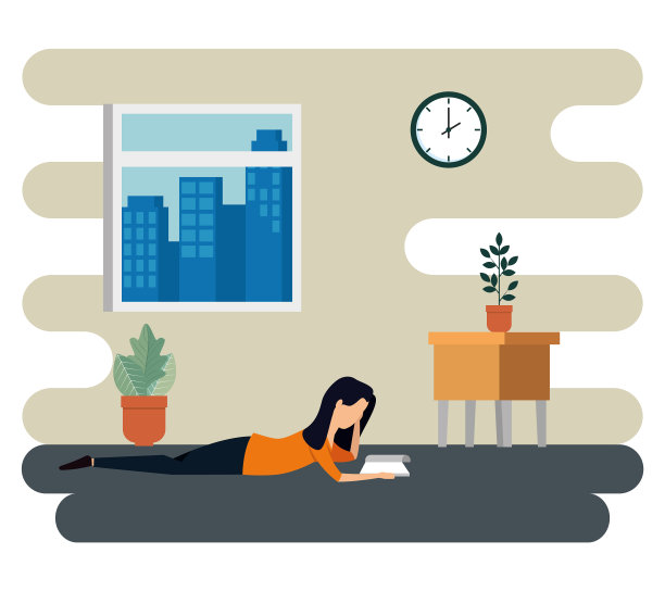 商人在读一本书与植物和书桌图片下载