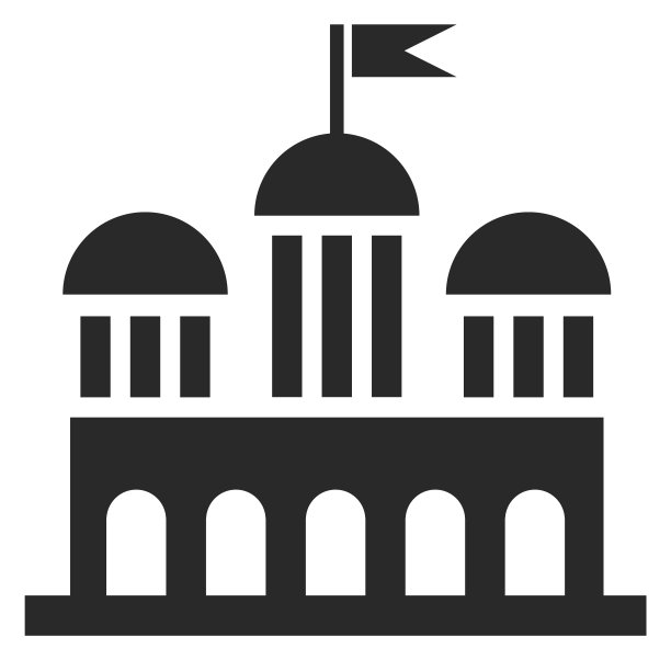 建筑图标。优雅的黑色建筑和旗楼图片下载