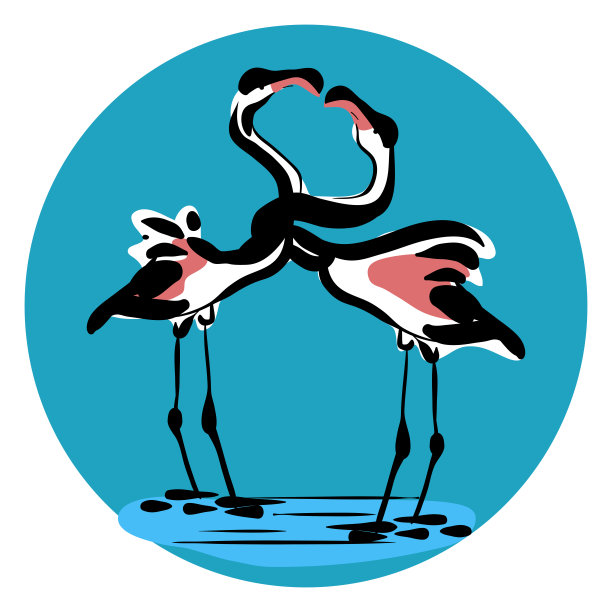 跳舞的弗莱明鸟类矢量插图图片下载