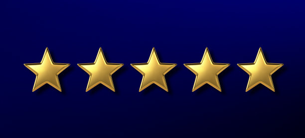最好的评级。五个金色的星星形状在深蓝色的背景图片下载