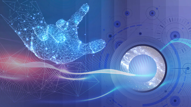 未来派的手从漏斗中触摸流动的数据图片下载