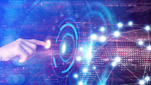 人类的手试图硬全息按钮与图标在网络空间图片下载
