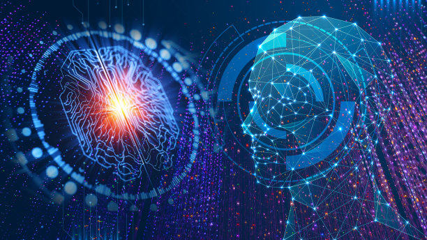 机器人看着智能芯片组分析数据图片下载