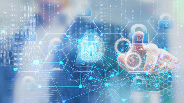 人的手选择安全，数据在网络空间流动时安全锁图片下载