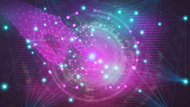 机器人手在网络空间触碰一个点图片下载