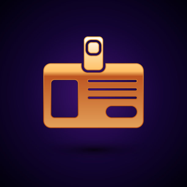 金色识别徽章图标孤立在黑暗图片下载