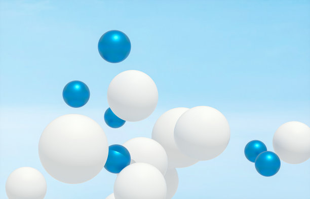 美容时尚背景与漂浮的白色球体，用于化妆品展示。图片下载