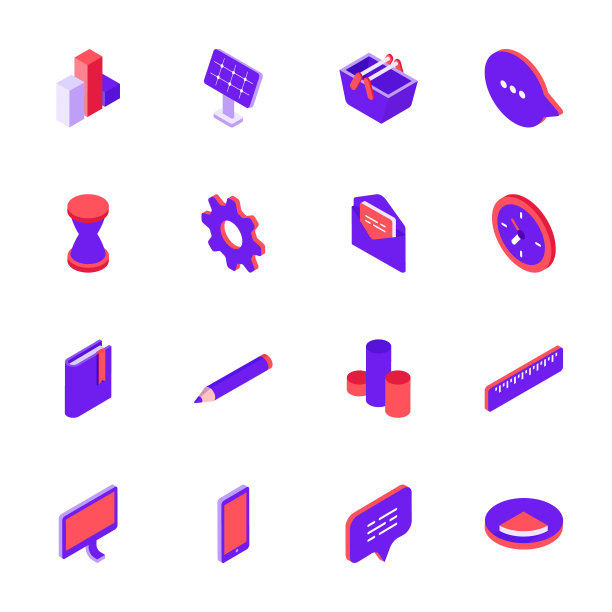 等距社交媒体图标设置矢量插图。图片下载