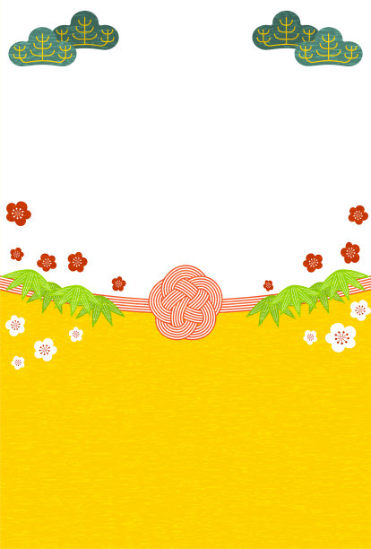 2023年兔年的贺年卡，有松、竹、梅、水木。图片下载