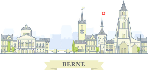 瑞士伯尔尼古城全景图片下载