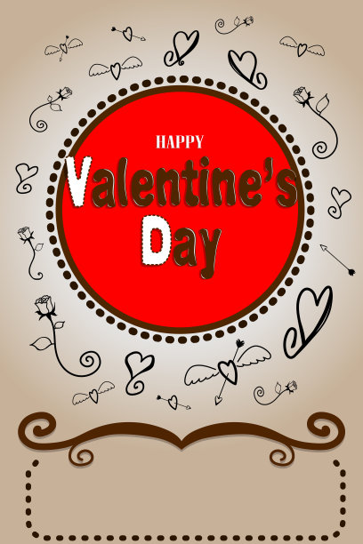 带有巧克力文字的情人节卡片图片下载