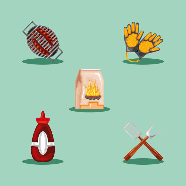 烧烤工具和食物图片下载