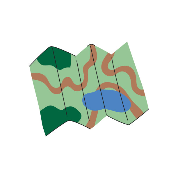 地图矢量平面插图。露营装备。图片下载