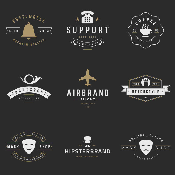 复古的向量集。的图形设计图片下载