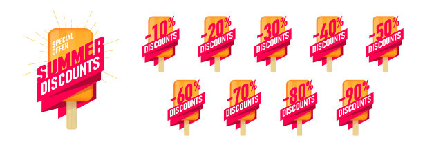 夏季特价广告标签套装图片下载