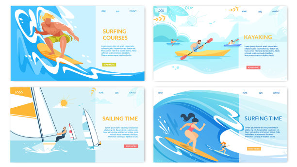 帆船、冲浪、皮划艇、水上运动横幅图片下载